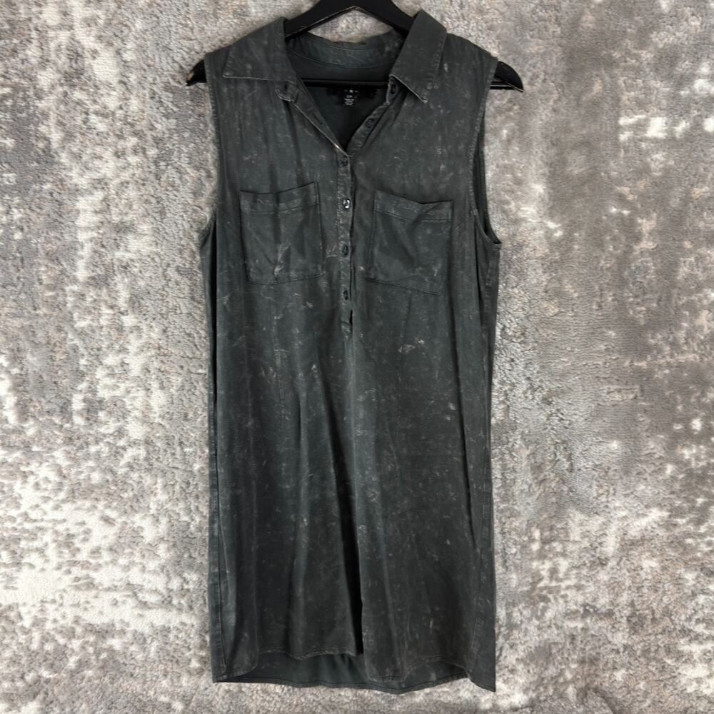Bycorpus Size S Mini Casual Shirt Dress Gray Sleeveless‎ V Neck Button